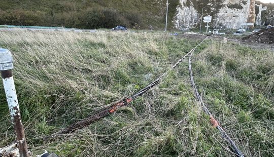 image du tirage de câble sous les falaises de dieppe